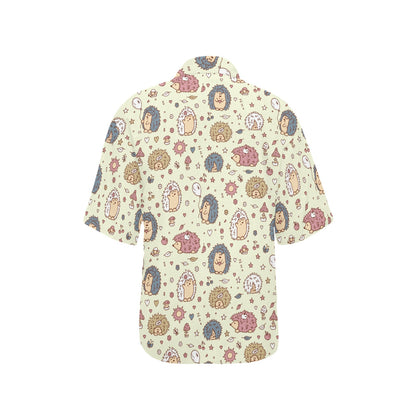 Hedgehog Cute Pattern Print Design 01 Women's Hawaiian Shirt