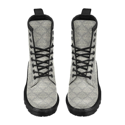 Damask Grey Elegant Print Pattern Women's Boots