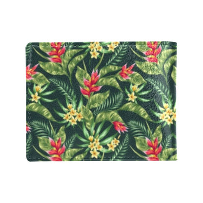 Tropical Folower Red Heliconia Print Men's ID Card Wallet