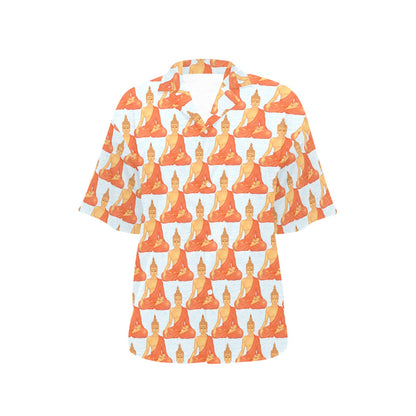 Buddha Pattern Print Women's Hawaiian Shirt