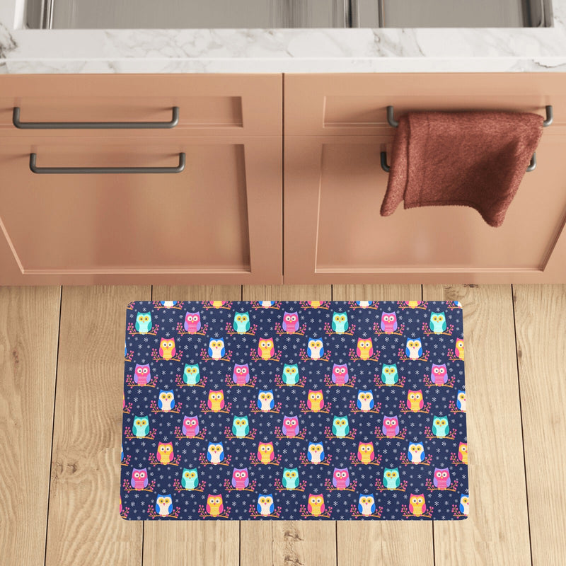 Owl Cute Themed Design Print Kitchen Mat