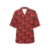 Skull Red Print Design LKS306 Women's Hawaiian Shirt