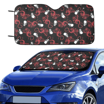 Skull With Red Dragon Print Design LKS304 Car front Windshield Sun Shade