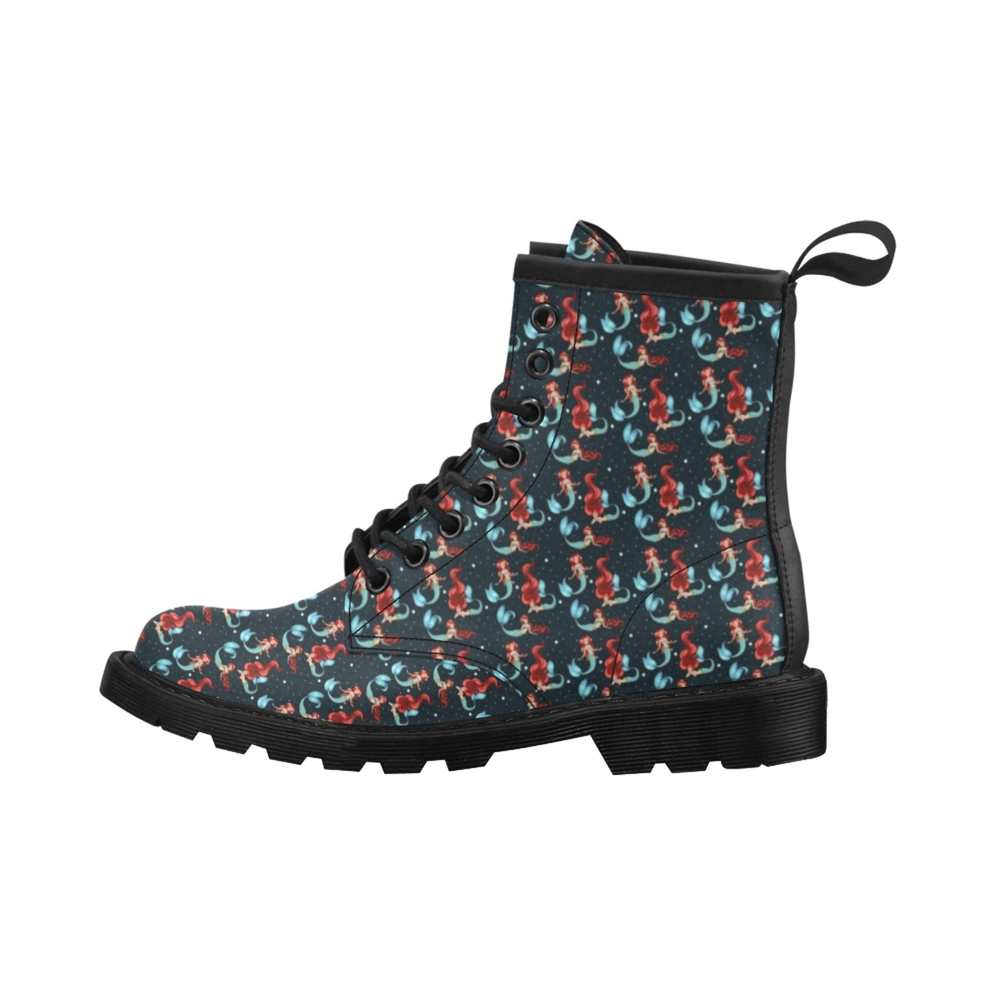 Mermaid Girl Themed Design Print Women's Boots