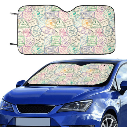 Travel Stamp Print Design LKS303 Car front Windshield Sun Shade