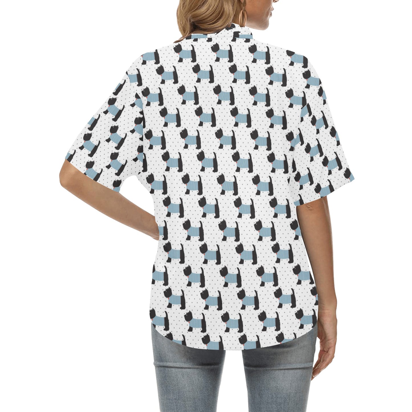 Scottish Terriers Print Design LKS3012 Women's Hawaiian Shirt
