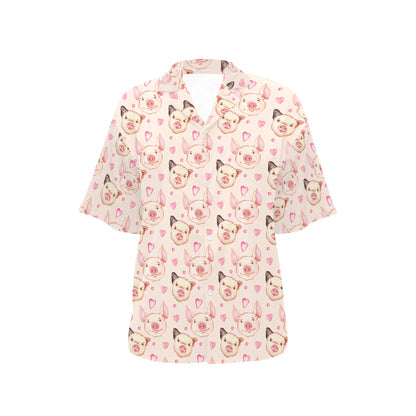 Pig Print Design LKS406 Women's Hawaiian Shirt