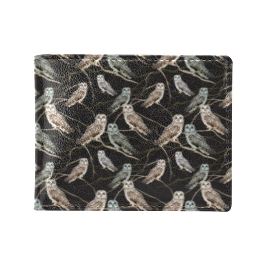 Owl Branch Themed Design Print Men's ID Card Wallet