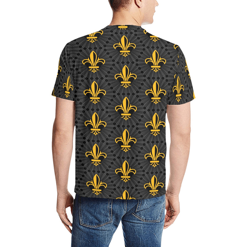 Fleur De Lis Gold Pattern Print Design 01 Men's All Over Print T-shirt