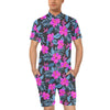 Neon Pink Hibiscus Pattern Print Design HB015 Men's Romper