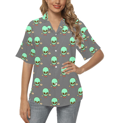 Alien Pattern Print Design 02 Women's Hawaiian Shirt