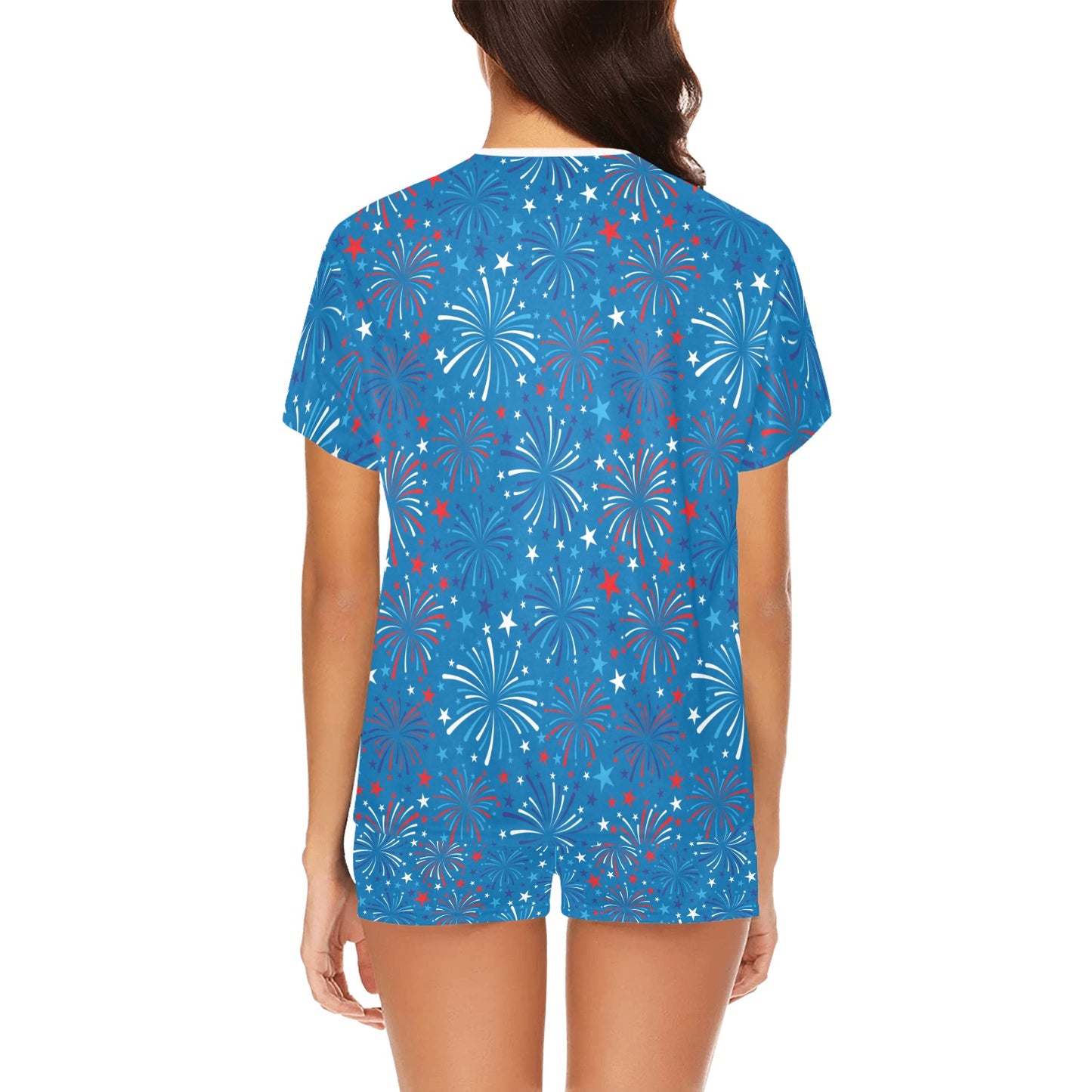 Firework Celebration Print Design LKS304 Women's Short Pajama Set
