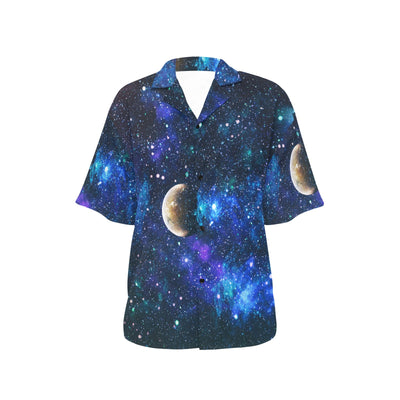 Galaxy Stardust Planet Space Print Women's Hawaiian Shirt