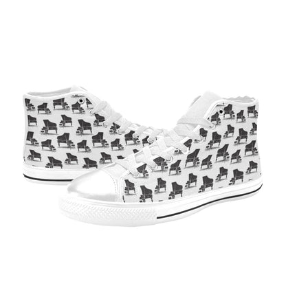 Piano Print Design LKS401 High Top Women's White Shoes