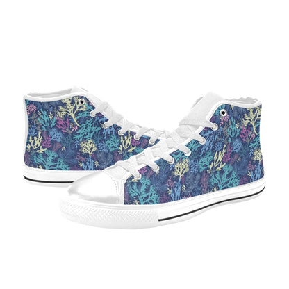 Seaweed Print Design LKS301 High Top Women's White Shoes
