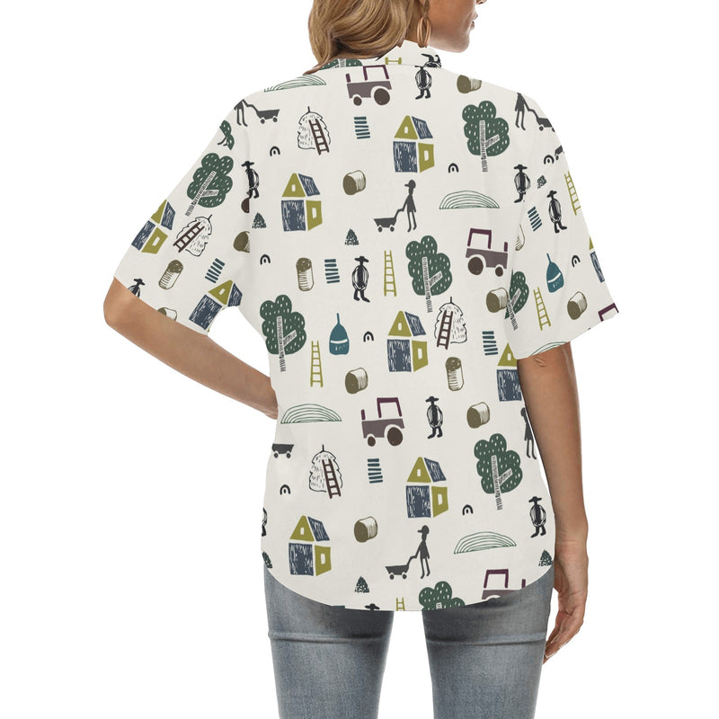 Agricultural Farm Print Design 01 Women's Hawaiian Shirt