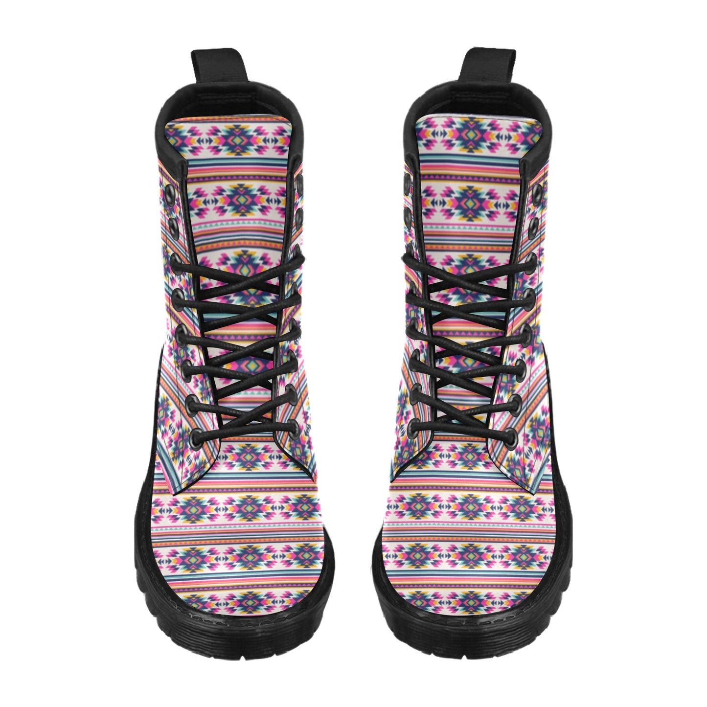 Indian Navajo Neon Themed Design Print Women's Boots