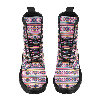 Indian Navajo Neon Themed Design Print Women's Boots