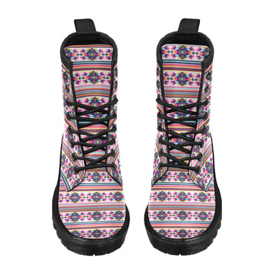 Indian Navajo Neon Themed Design Print Women's Boots