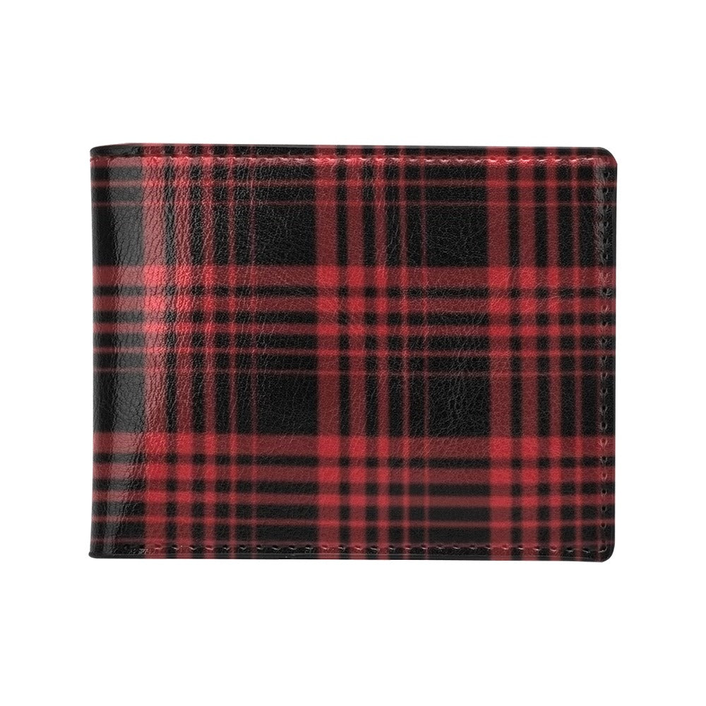 Tartan Red Black Print Design LKS303 Men's ID Card Wallet
