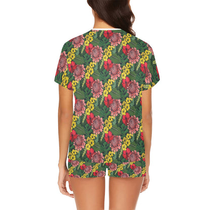Summer Floral Print Design LKS305 Women's Short Pajama Set