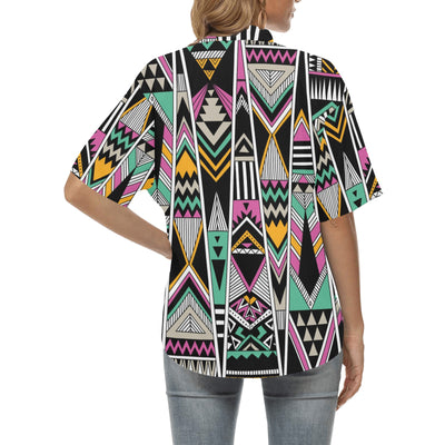 Tribal Aztec Triangle Women's Hawaiian Shirt