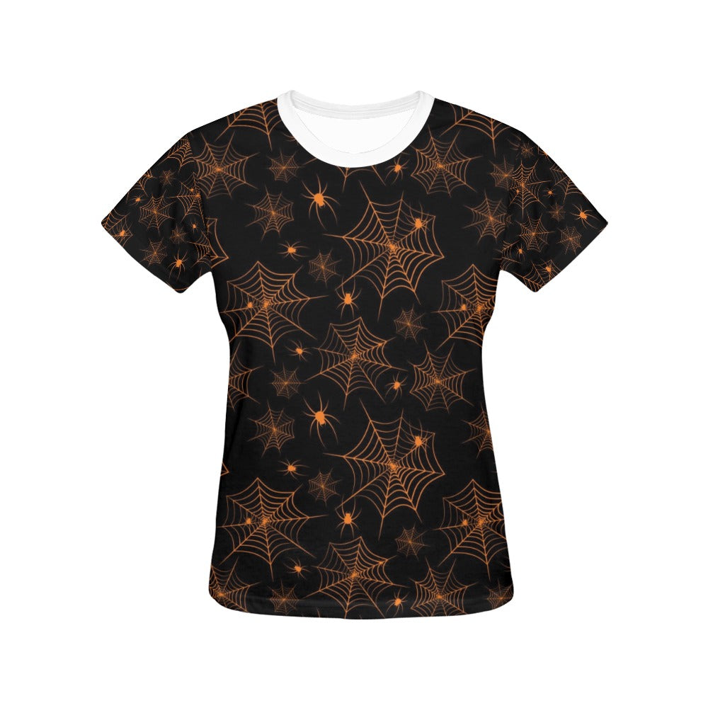Spider Web Print Design LKS306 Women's  T-shirt