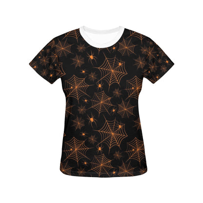Spider Web Print Design LKS306 Women's  T-shirt