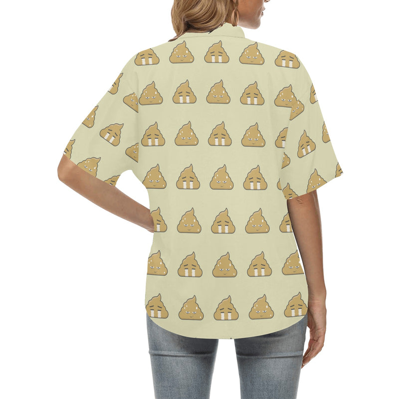 Poop Emoji Pattern Print Design A04 Women's Hawaiian Shirt