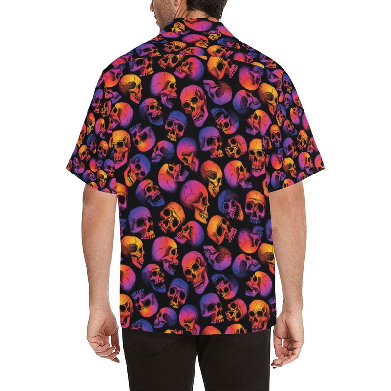 Skull Multicolor Print Design LKS3011 Men's Hawaiian Shirt