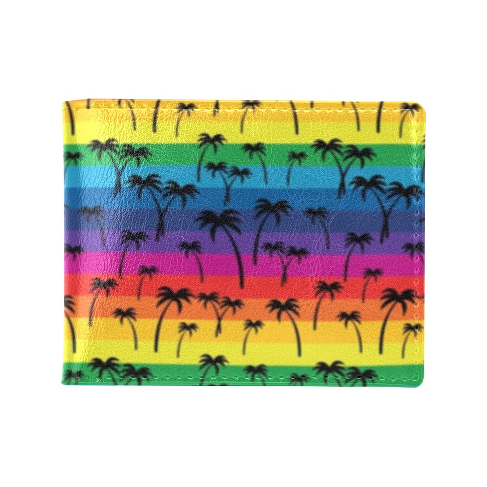 Palm Tree Rainbow Themed Print Men's ID Card Wallet