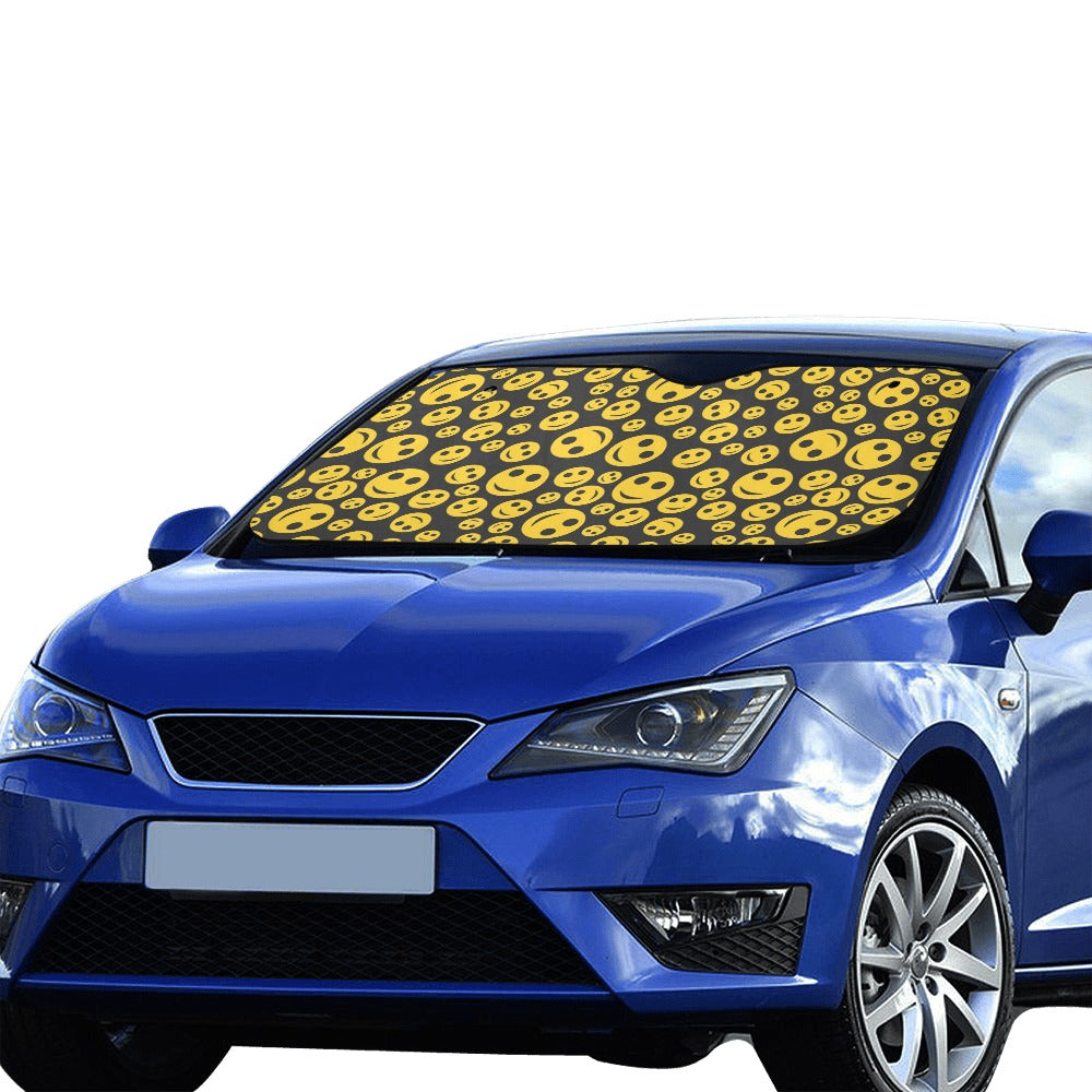 Smiley Face Emoji Print Design LKS304 Car front Windshield Sun Shade