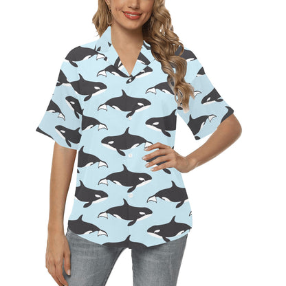 Killer Whale Pattern Print Design 01 Women's Hawaiian Shirt