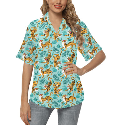 Tiger Print Design LKS304 Women's Hawaiian Shirt