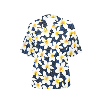 Plumeria Pattern Print Design PM026 Women's Hawaiian Shirt