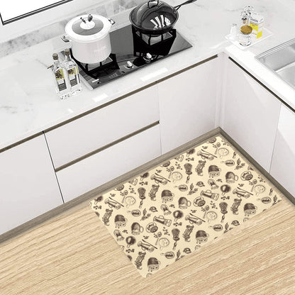 Coffee Pattern Print Design 05 Kitchen Mat