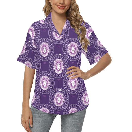 Leo Pattern Print Design 04 Women's Hawaiian Shirt