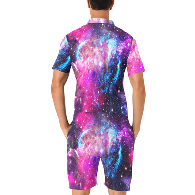 Galaxy Night Purple Space Print Men's Romper