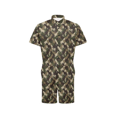 Horse Camo Themed Design Print Men's Romper