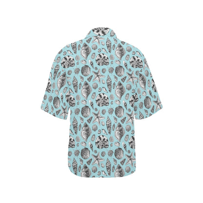 Seashell Beach Print Design LKS302 Women's Hawaiian Shirt
