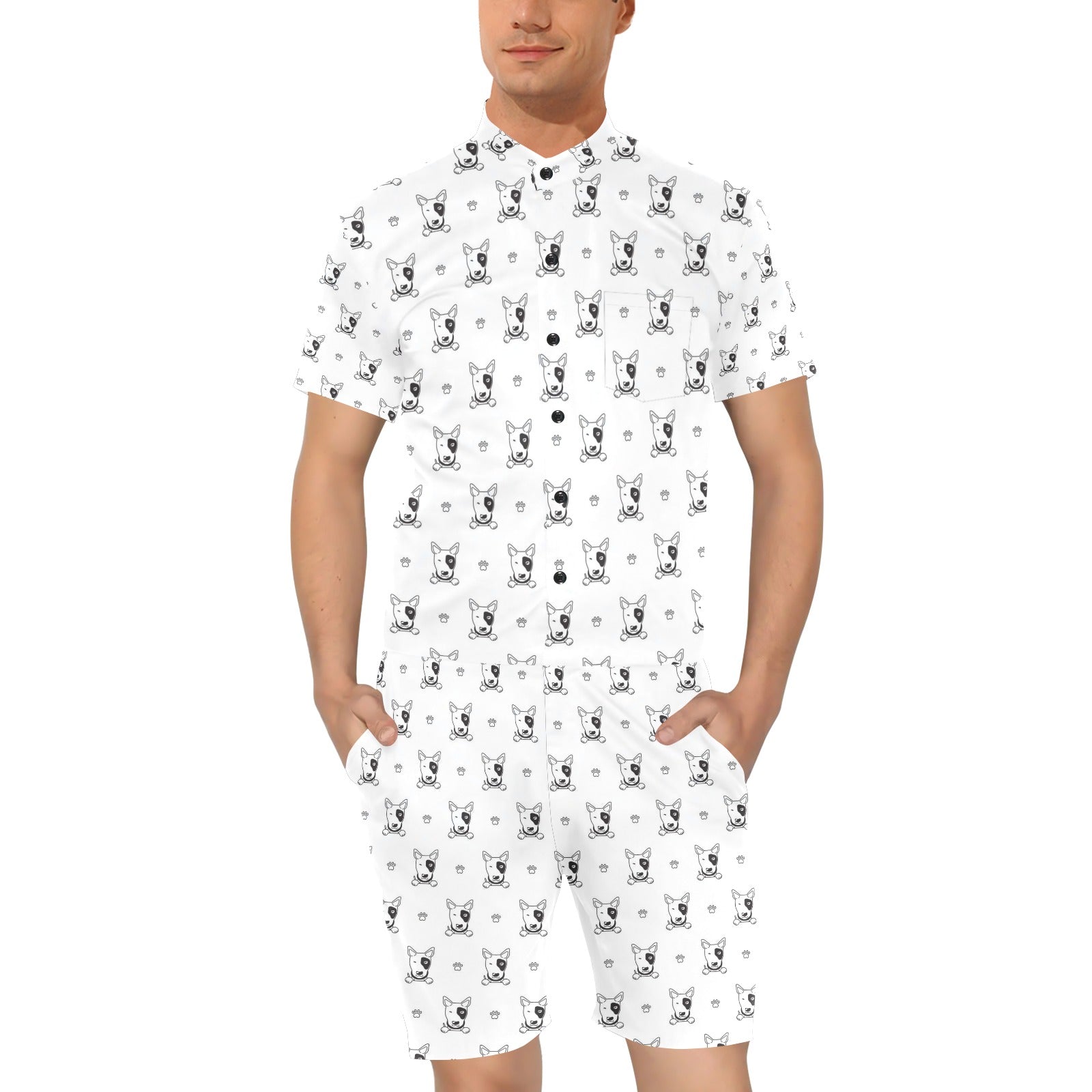 Bull Terriers Pattern Print Design 06 Men's Romper