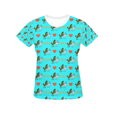 Horse Couple Love Print Design LKS309 Women's  T-shirt