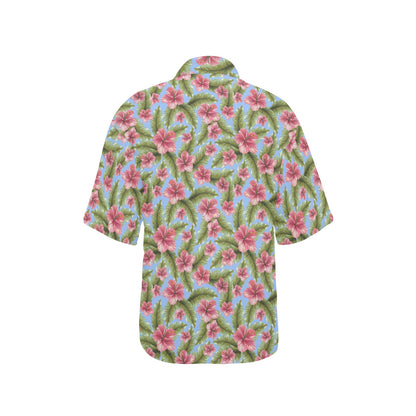 Tropical Flower Print Design LKS301 Women's Hawaiian Shirt