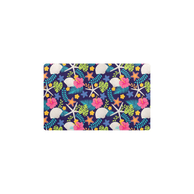 Beach Seashell Floral Theme Kitchen Mat