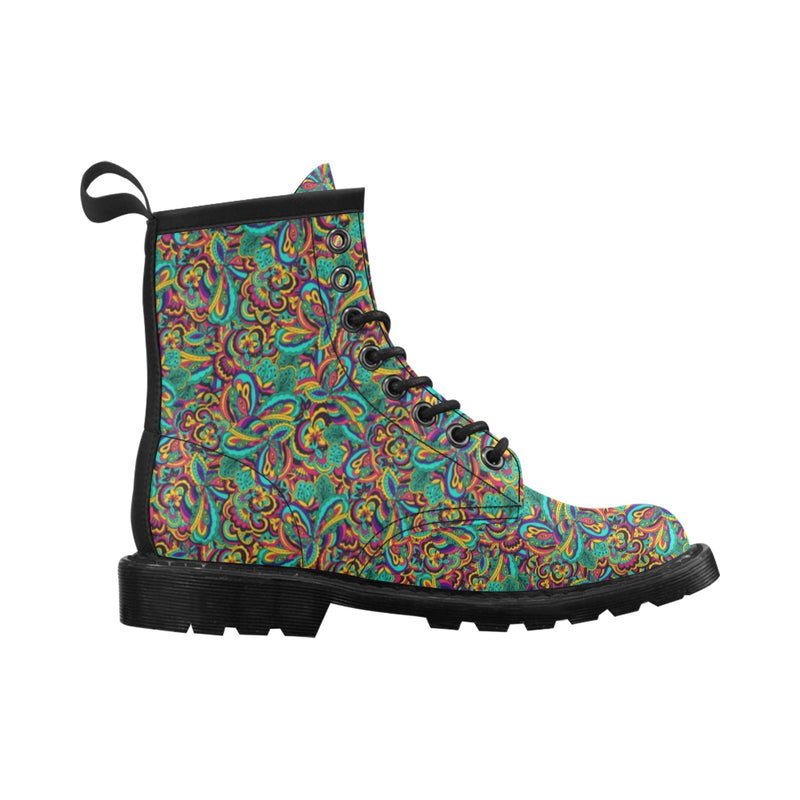 Psychedelic Trippy Floral Design Women's Boots