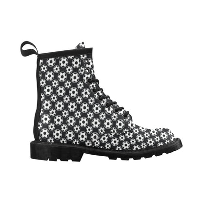 Soccer Ball Black Print Pattern Women's Boots