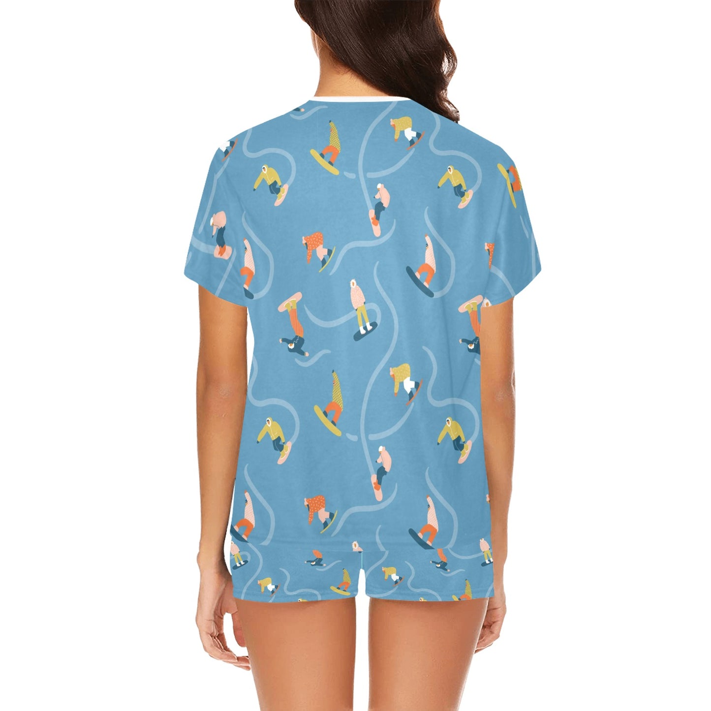 Snowboard Print Design LKS303 Women's Short Pajama Set