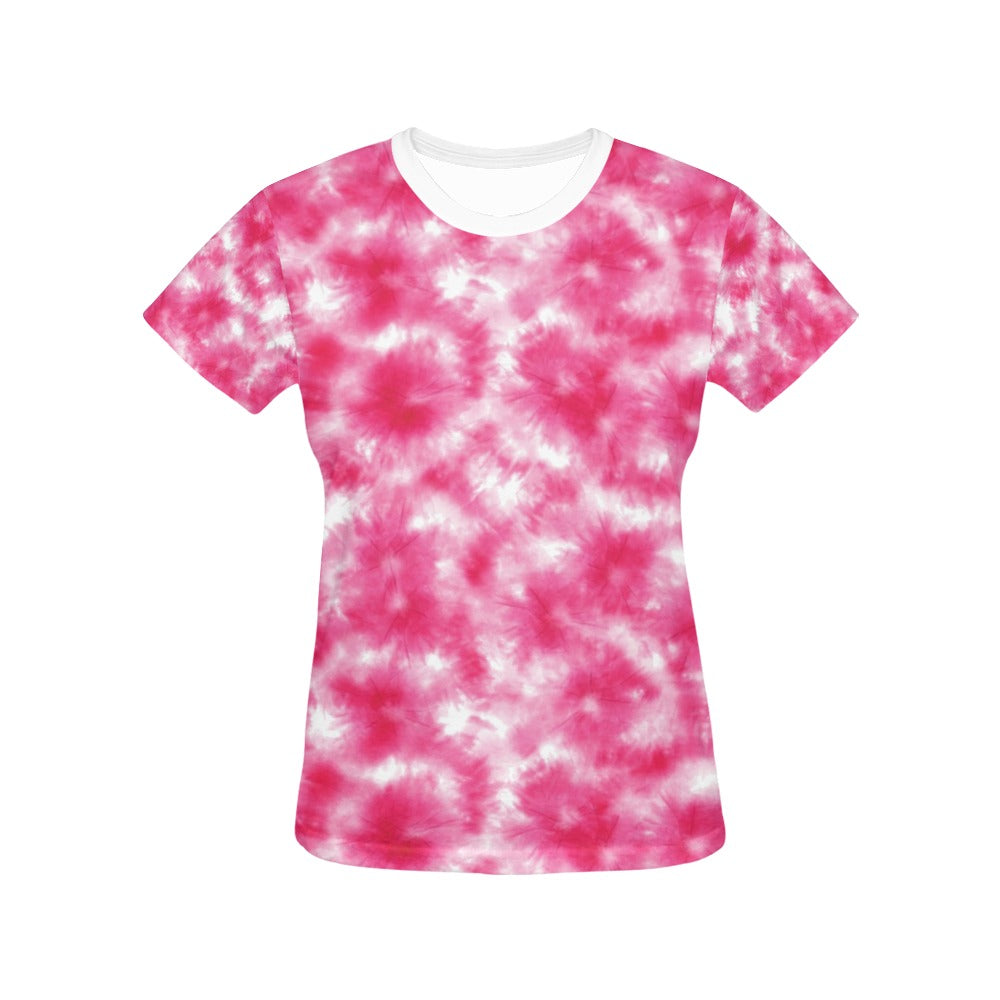 Tie Dye Pink Print Design LKS304 Women's  T-shirt