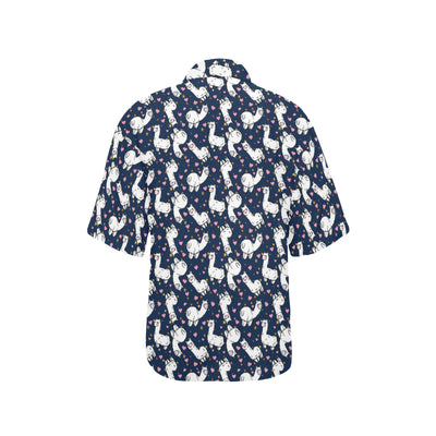 Alpaca Heart Star Design Themed Print Women's Hawaiian Shirt