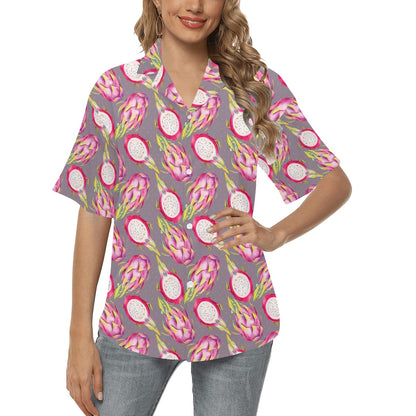 Dragonfruit Pattern Print Design DF03 Women's Hawaiian Shirt